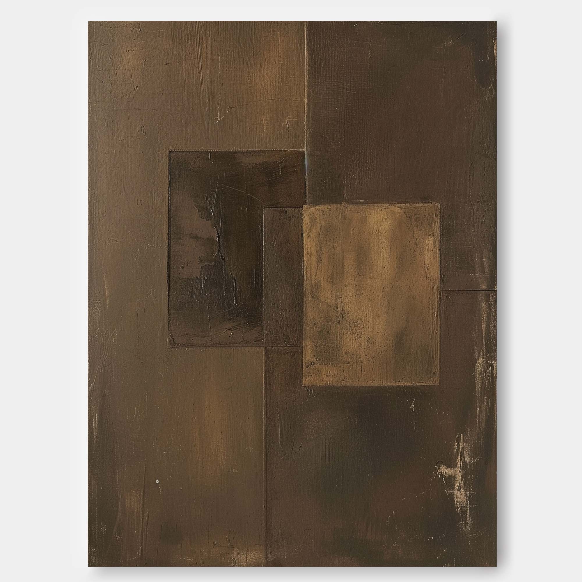 Brown Modern Minimalist  Wall Art Large Original Abstract Oil Painting On Canvas For Living Room