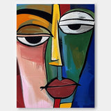 Original Colourful Bold Bright Artwork Expressive Abstract Faces Painting Modern Wall Art Home Decor