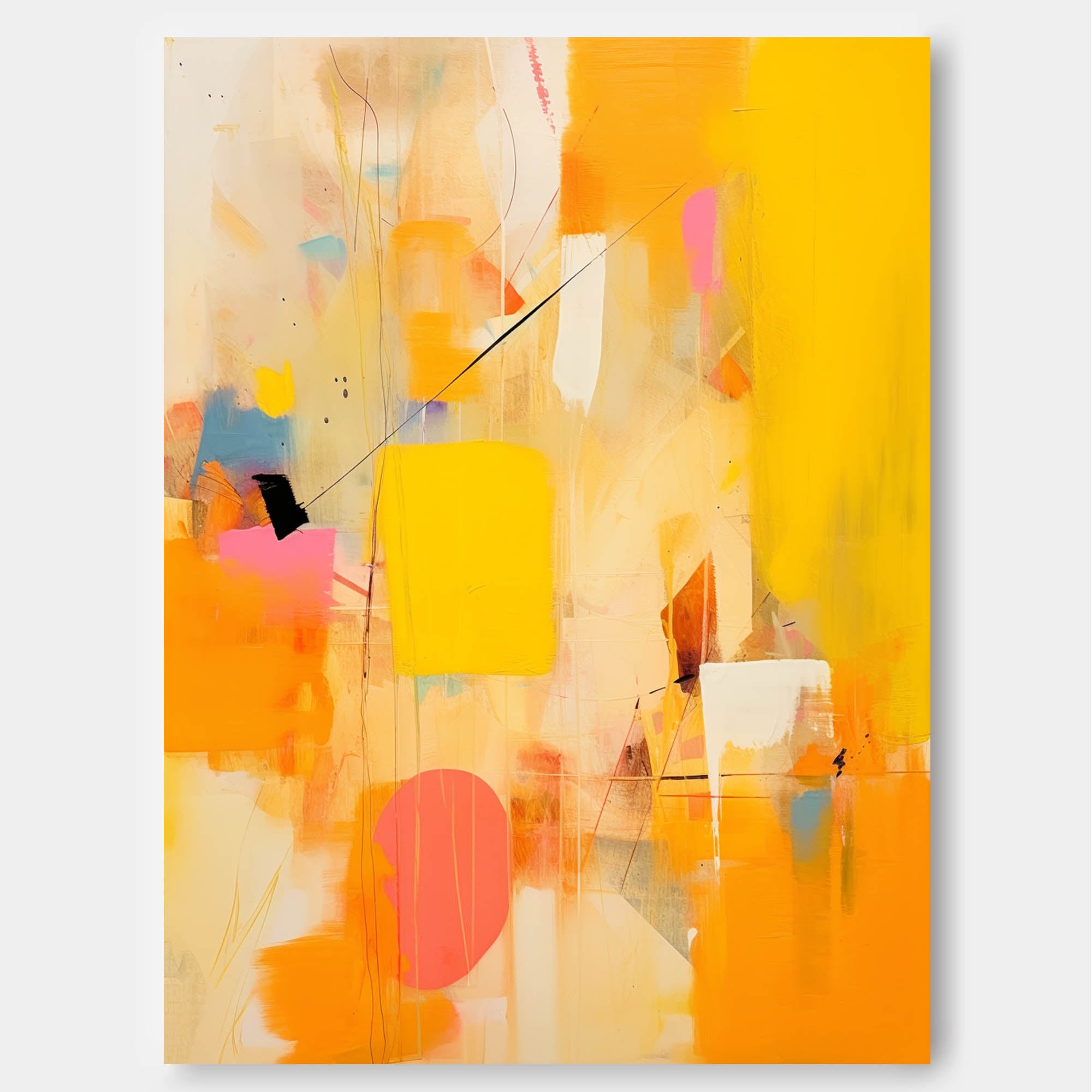 Original Acrylic Painting on Canvas Large Abstract Wall Art Modern Vibrant Yellow Oil Painting for Home Decor