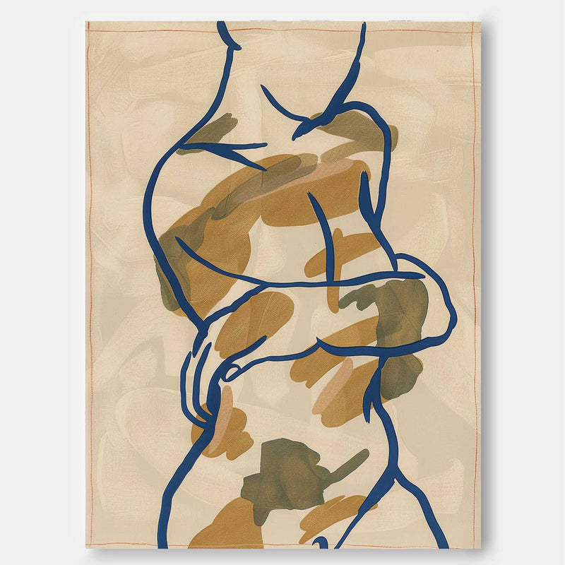 Minimalism Artwork Figure Contour Acrylic Painting Nordic Style Original Abstract Body Line Outline Wall Art