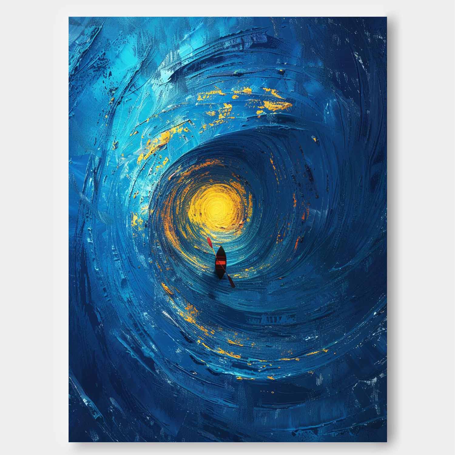 Large Vortex Wall Art Blue Original Abstract Beach Oil Painting On Canvas Texture Artwork Home Decor