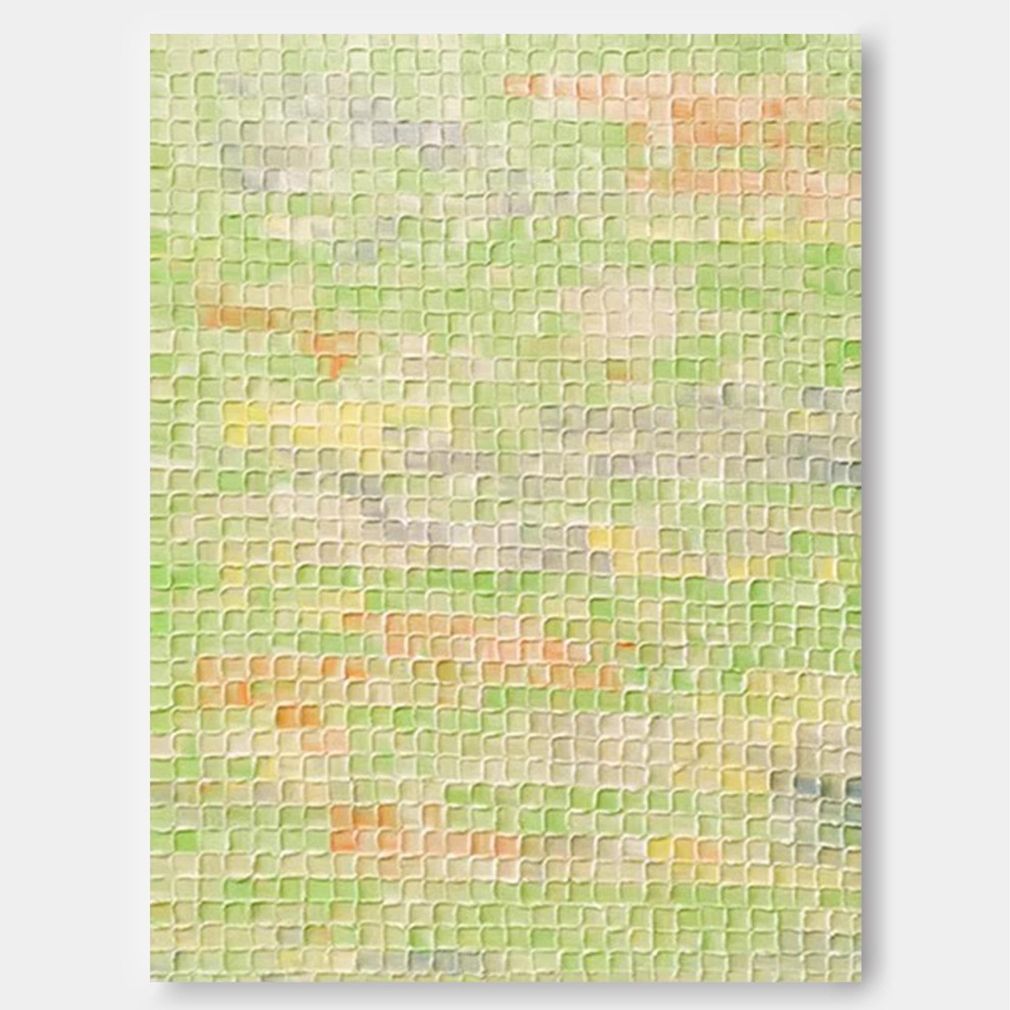 Yellow And Green Abstract Oil Painting on Canvas Modern Texture Wall Art Large Colorful Original Knife Painting Home Decor