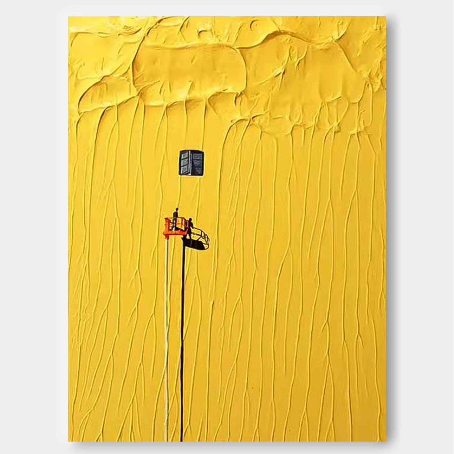 Yellow Minimalist Texture Canvas Oil Painting Large Abstract Acrylic Painting Original Living Room Wall Art