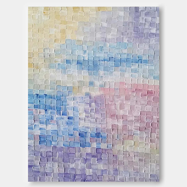 Purple And Blue Abstract Oil Painting on Canvas Modern Texture Wall Art Large Colorful Original Knife Painting Home Decor