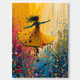 Gorgeous Original Modern Ballet Girl Wall Art Colorful Artwork Big Multicolor Girl Daning Painting Framed