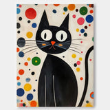 Large Artwork Joan Miró Style Abstract Cute Cat Acrylic Painting Colorful Modern Cat Oil Painting Home Decor