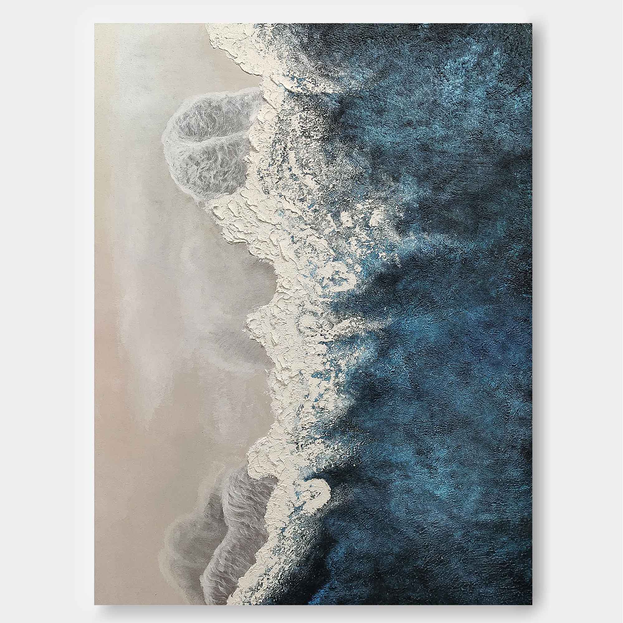 Blue Texture Ocean Abstract Oil Painting Large Ocean Original Painting On Canvas Modern Wall Art Living Room Decor