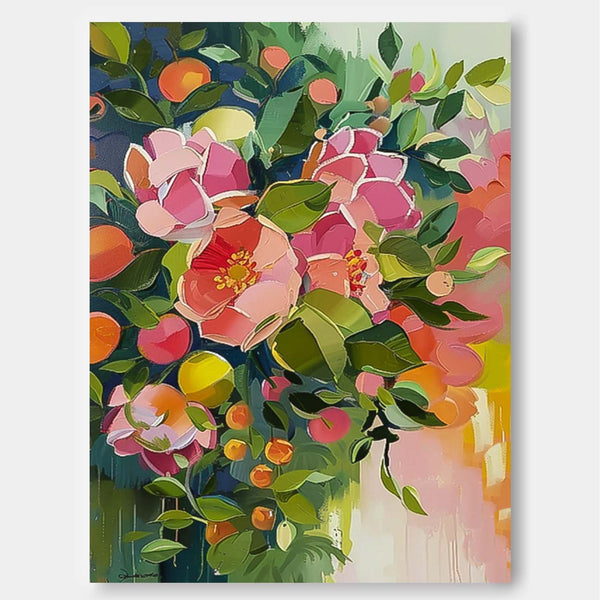 Custom Painting Boho Wall Decor Abstract Peony Flower Oil Painting on Canvas Large Original Watercolor Flowers Art
