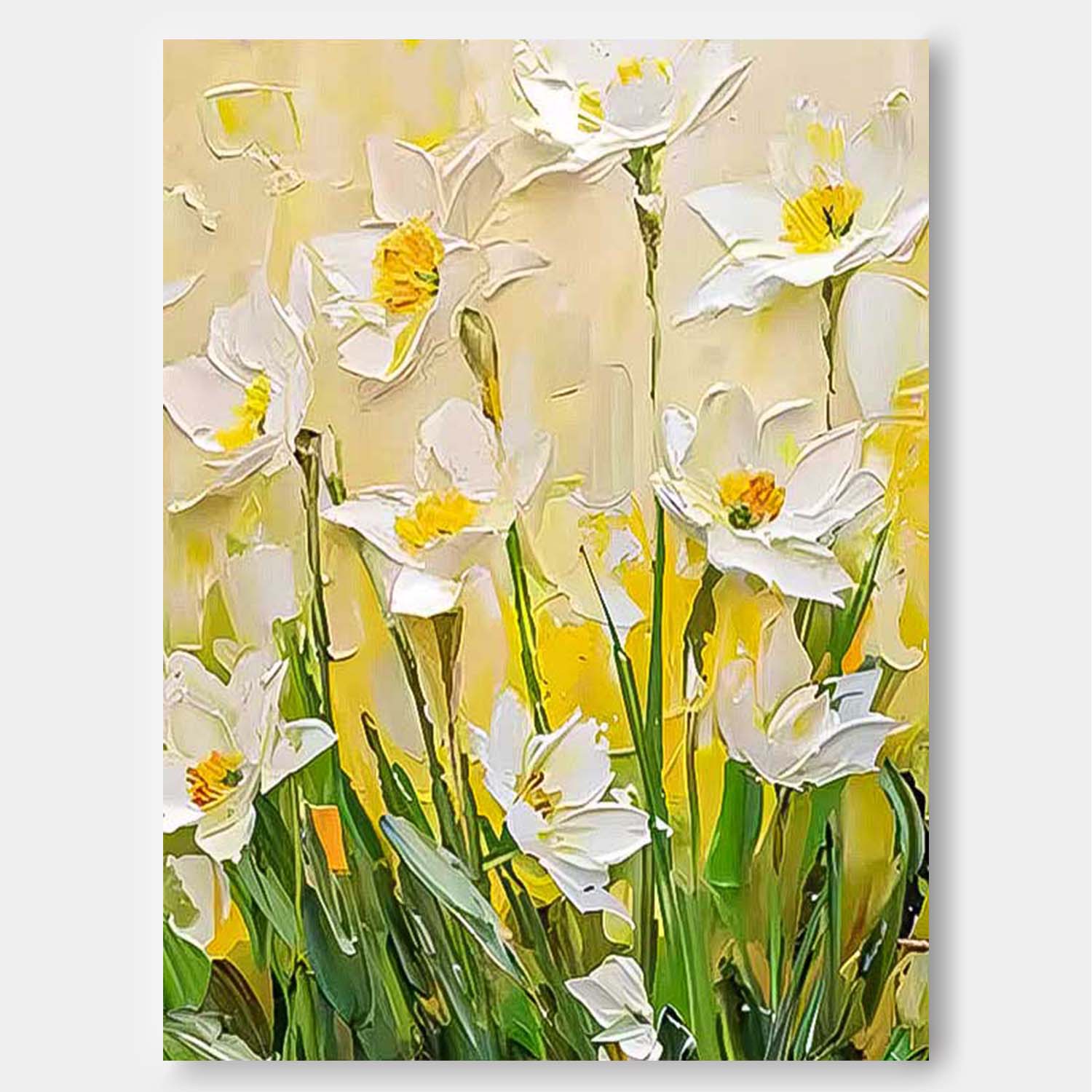 Large Original Texture Contemporary Flowers Artwork Abstract Bright Yellow Flower Oil Painting On Canvas