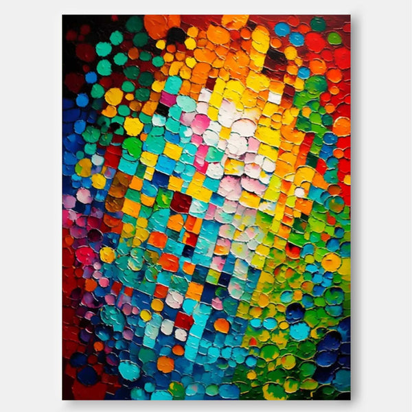 Bright Colorful Abstract Oil Painting on Canvas Modern Texture Wall Art Large Colorful Original Knife Painting Home Decor