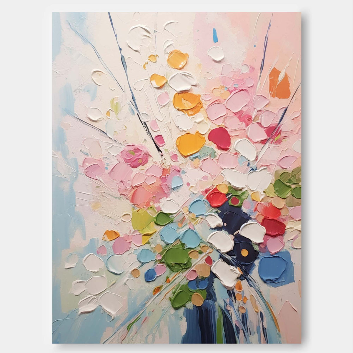 Modern Texture Wall Art Colorful Abstract Bouquet Oil Painting On ...