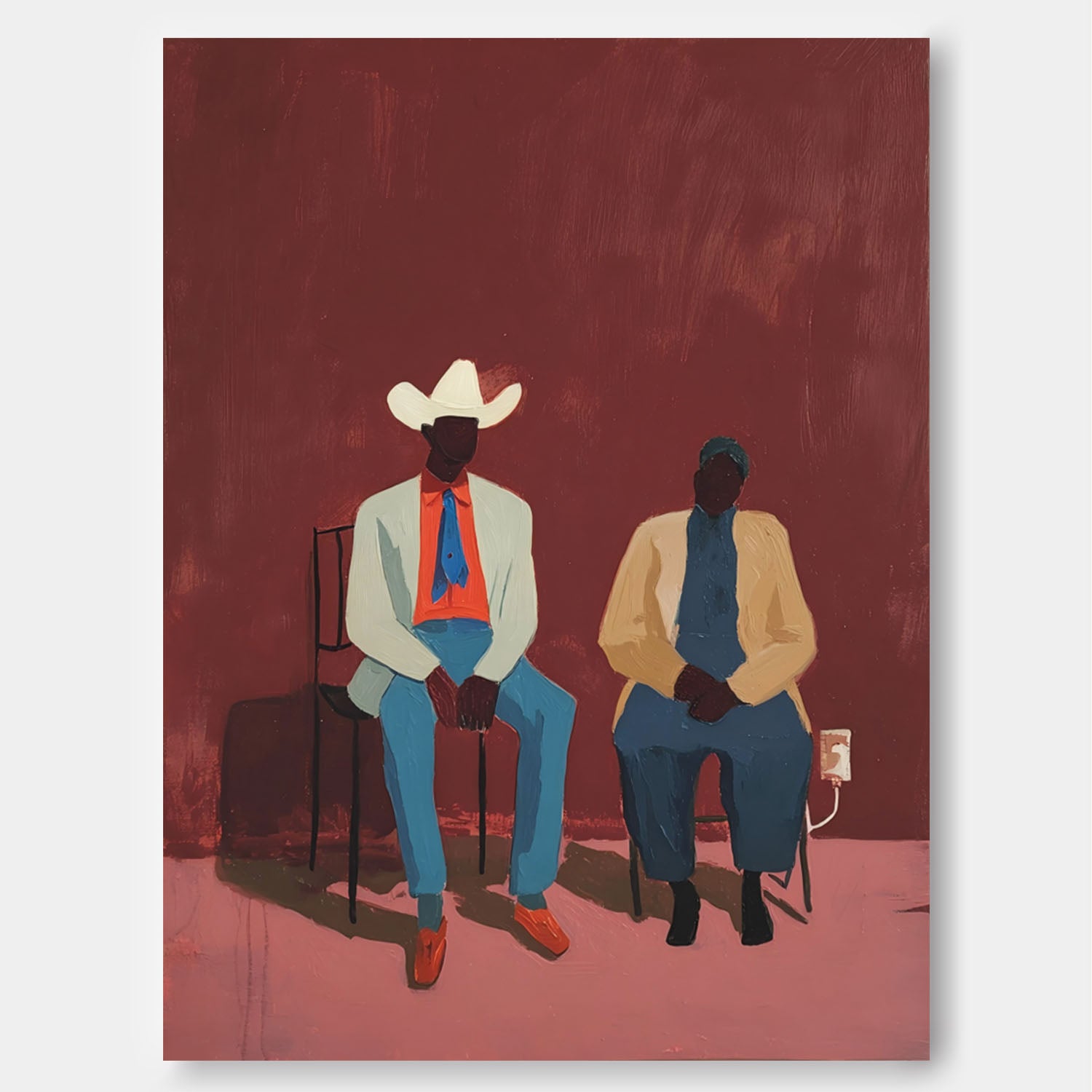 Vintage Cowboy Wall Art For Sale Retro Modern Handpainted Painting Unique Home Decor & Gift