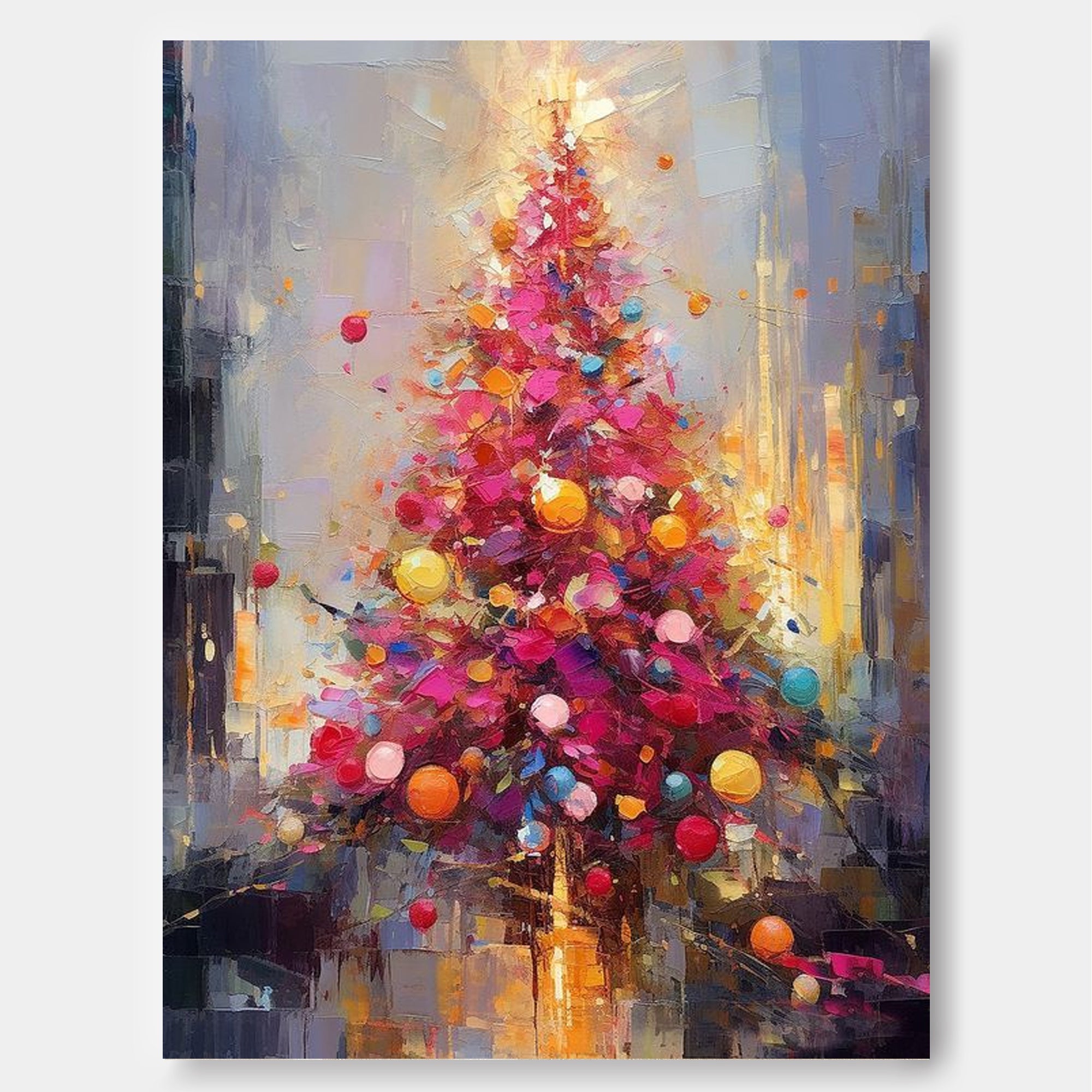 Original Christmas Tree Painting Exquisite Dreamy Acrylic Painting Texture Abstract Christmas Tree Art Home Decor