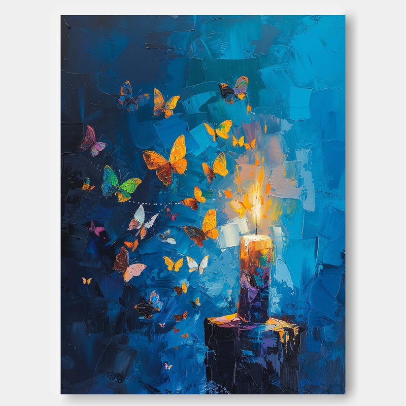 Abstract Still Life Painting Butterfly By Candlelight Acrylic Painting On Canvas Original Artwork Decor