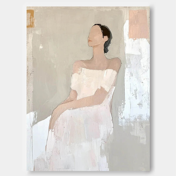 Large Figure Painting Original Woman Silhouettes Wall Art Minimalism Shadow Abstract Artwork Home Decor