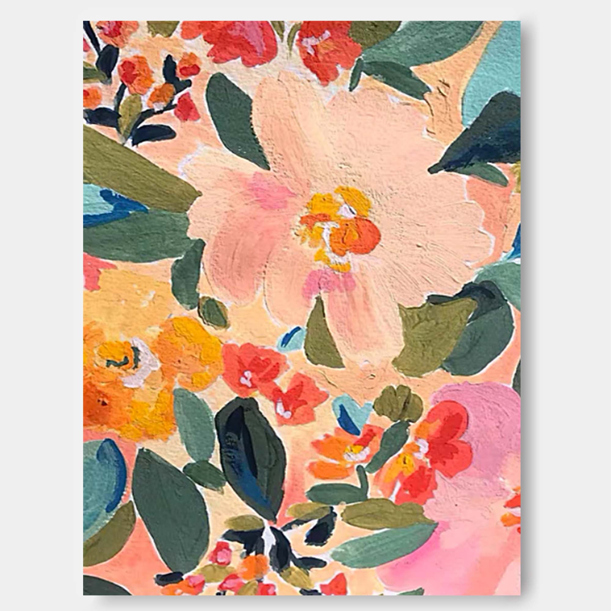 Original Colorful Flowers Acrylic Painting On Canvas Large Colorful Flowers Wall Art Modern Oil Painting Living Room Home Decor Gift