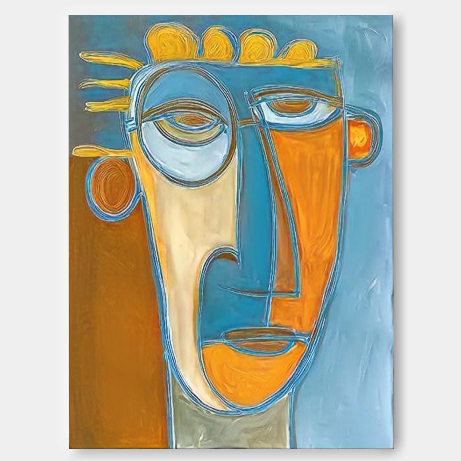 Large People Wall Art Color Abstract Cute Face Oil Painting Canvas Original Facial Features Artwork