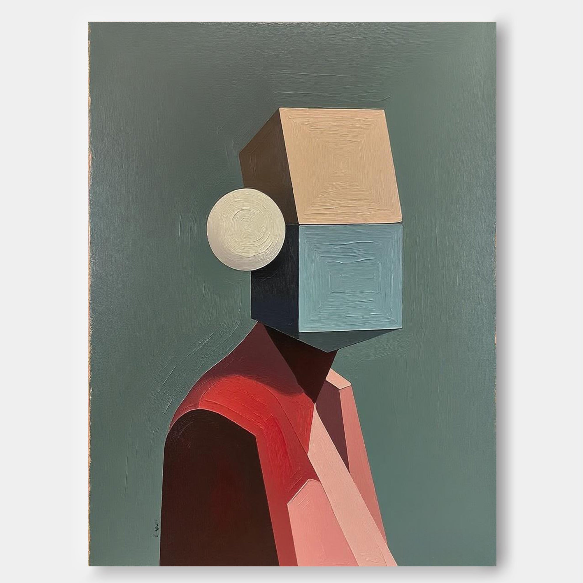 Original Large Abstract Figure Wall Art Textured Geometric Shapes People Painting Canvas Home Decor