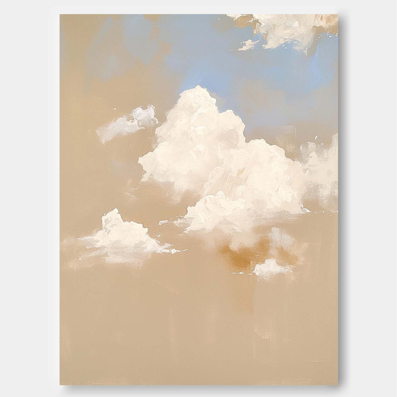 Large Cloud Painting On Canvas Abstract Cloud Oil Painting Warm Color Cloudiness Texture Framed Artwork