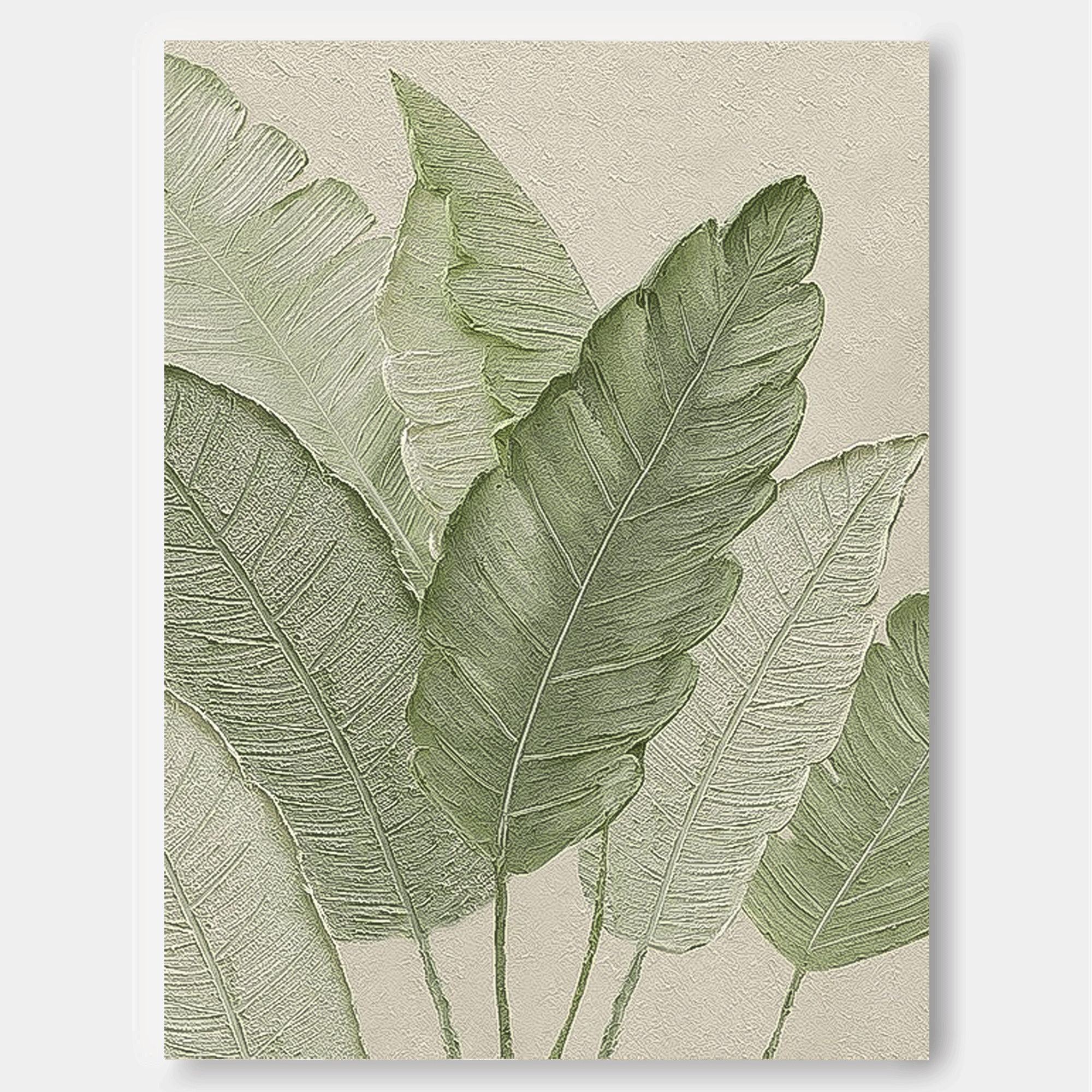 Large Thick Texture Abstract Green Leaf Paintings Modern Leaf Paintings Summer Painting Framed Wall Art