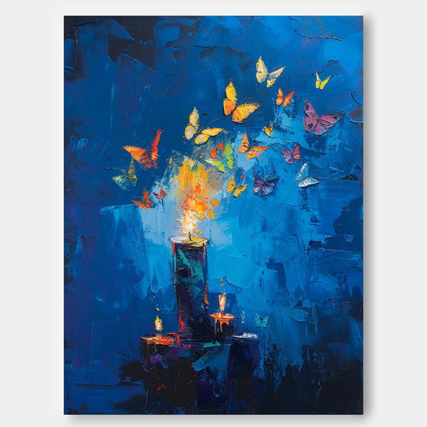 Butterfly By Candlelight Acrylic Painting On Canvas Abstract Still Life Painting Original Artwork Decor