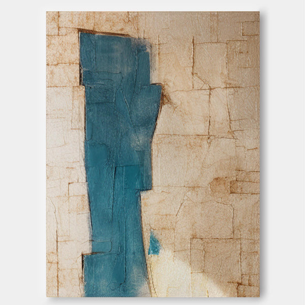 Blue And Beige Large Original Abstract Oil Painting On Canvas Modern Texture Wall Art For Living Room