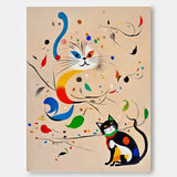 Colorful Modern Cat Oil Painting Joan Miró Style Abstract Cat Acrylic Painting Pop Artwork Home Decor