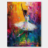 Colorful Artwork Original Exquisite Ballet Girl Wall Art Large Multicolor Girl Painting Framed Gift