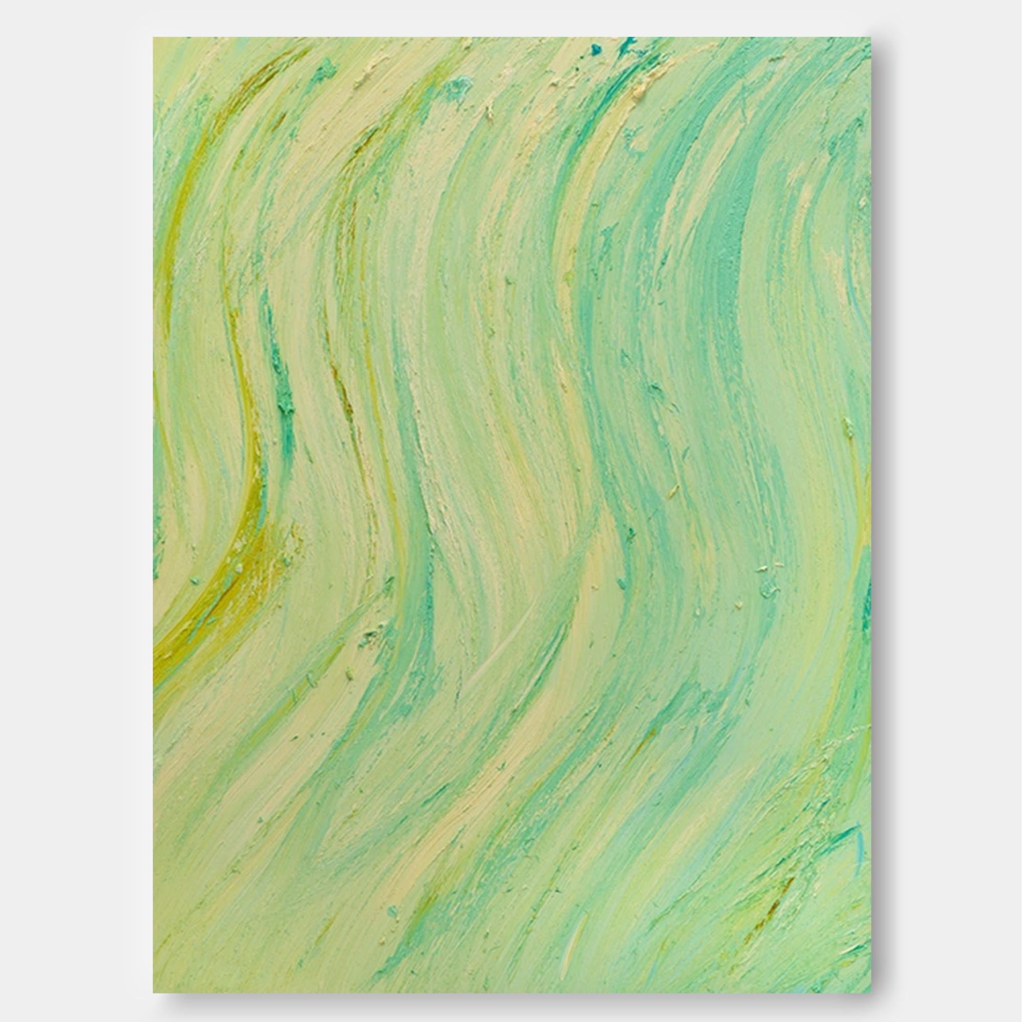 Yellow And Green Texture Minimalist Oil Painting On Canvas Large Abstract Acrylic Painting Original Wall Art Home Decor