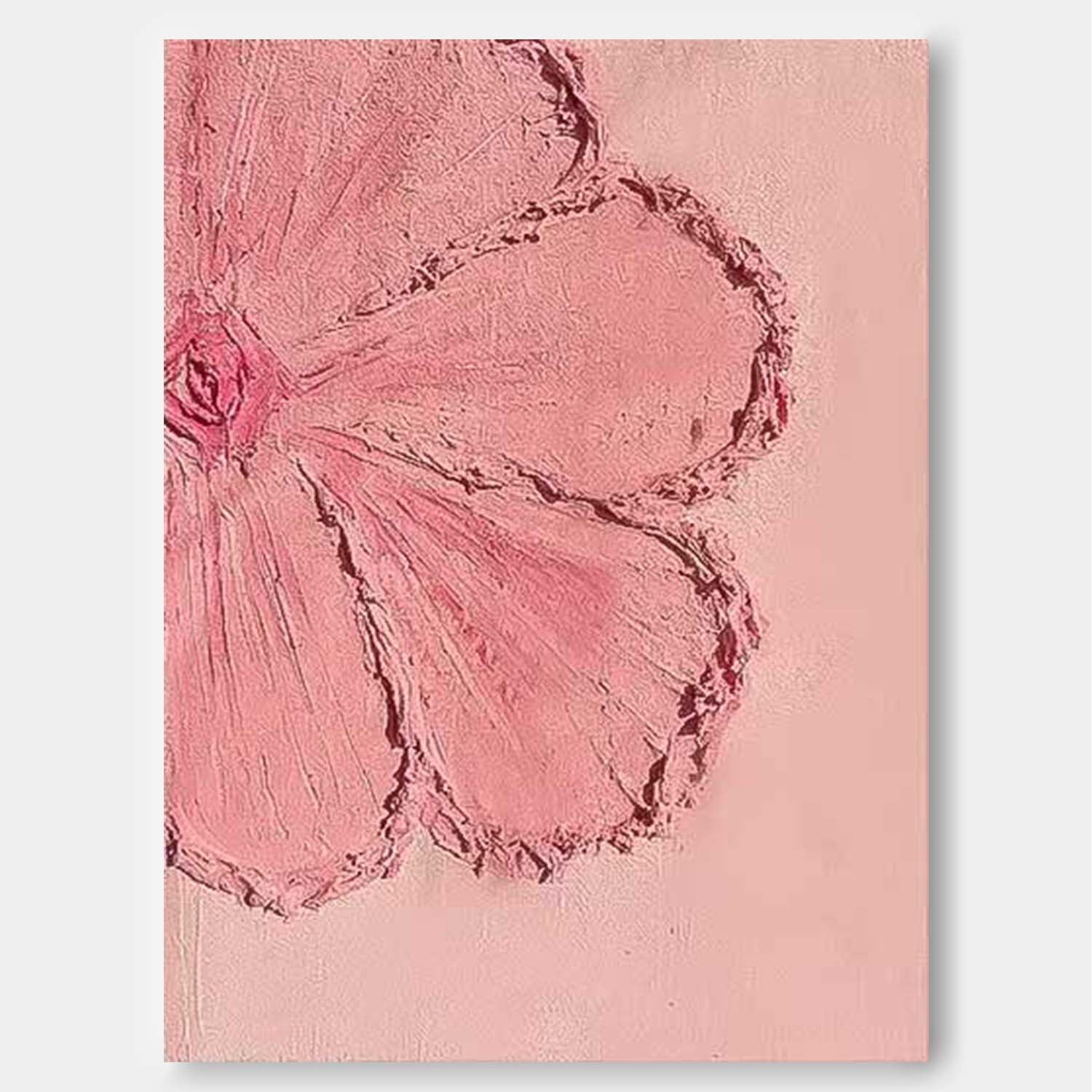 Pink Texture Original Modern 3D Flowers Artwork Abstract Petal Oil Painting On Canvas Floral Wall Art Home Decor