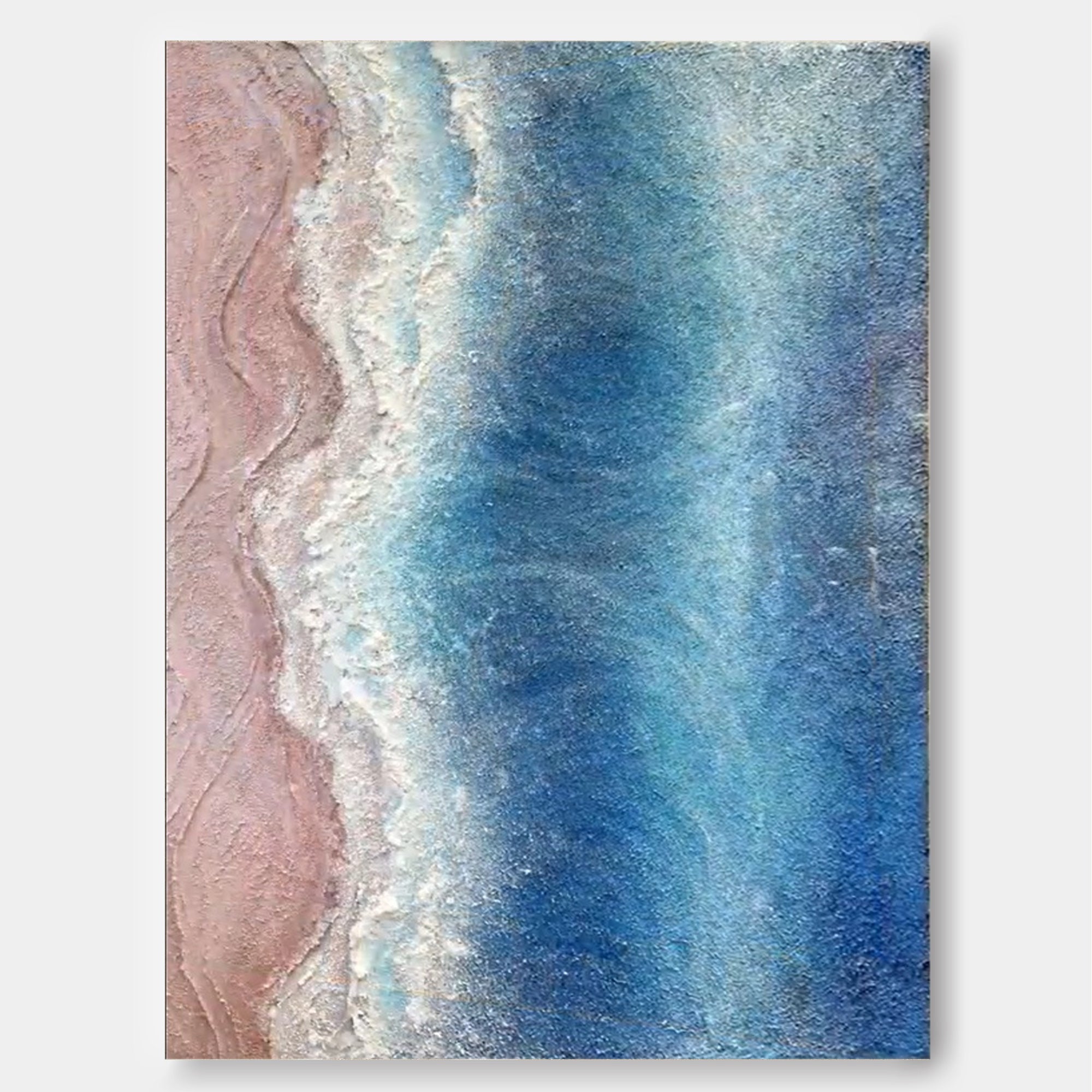 Blue And Pink Texture Ocean Abstract Oil Painting Large Ocean Original Painting On Canvas Modern Wall Art Living Room Decor