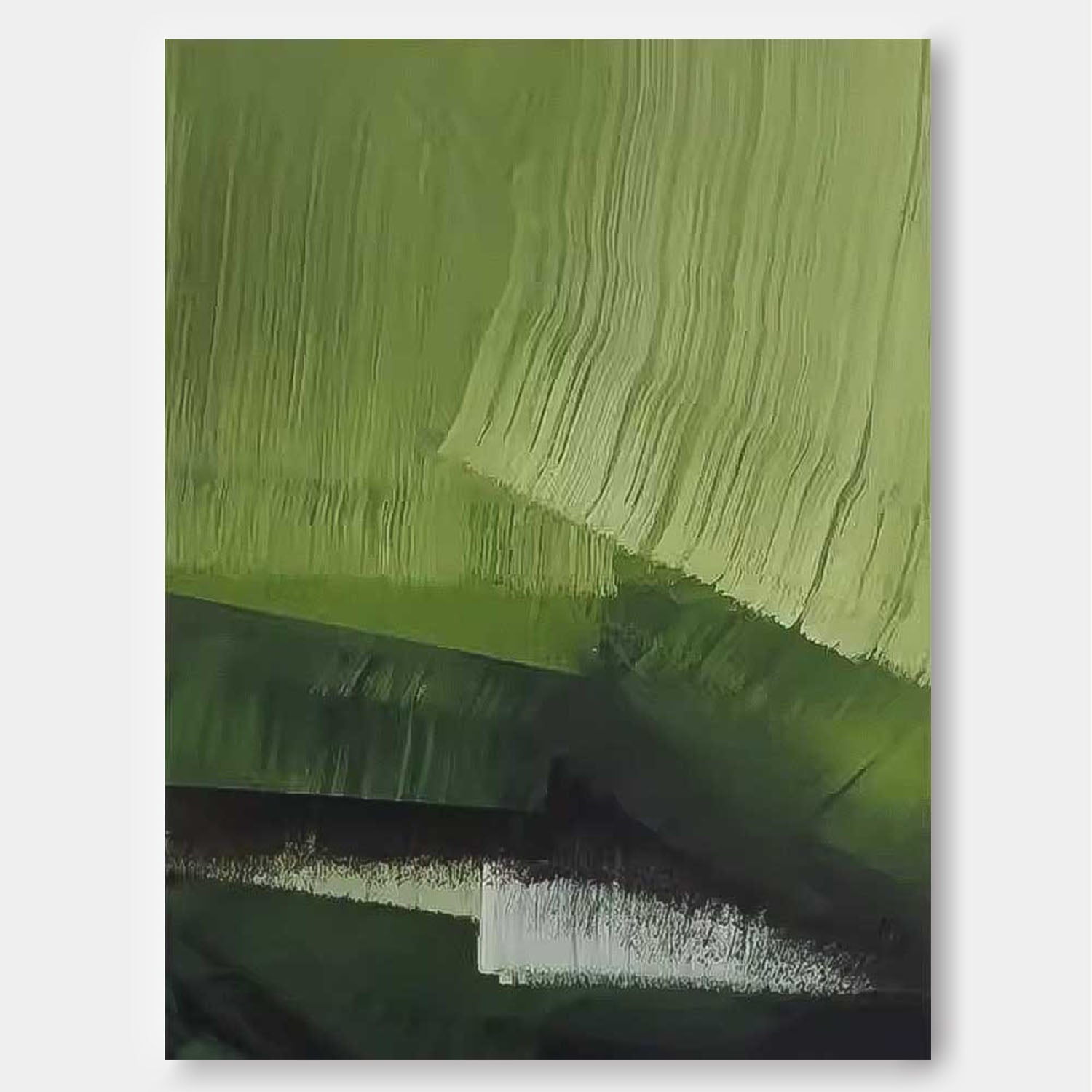 Large Wall Art Texture Minimalist Green Brush Canvas Oil Painting Abstract Original framed Artwork