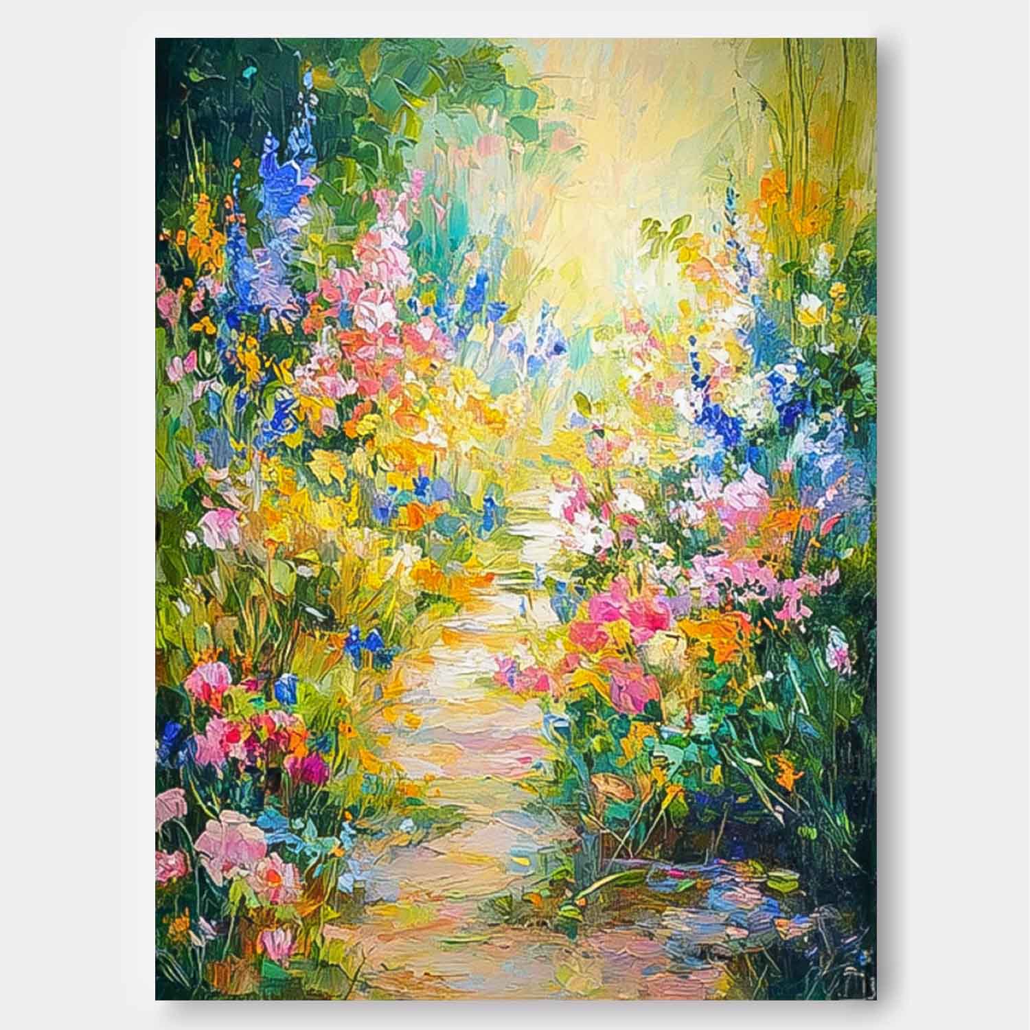 Heavy Texture Impasto Yellow Flower Art Rustic Bouquet Oil Painting Modern Farmhouse Floral Wall Decor