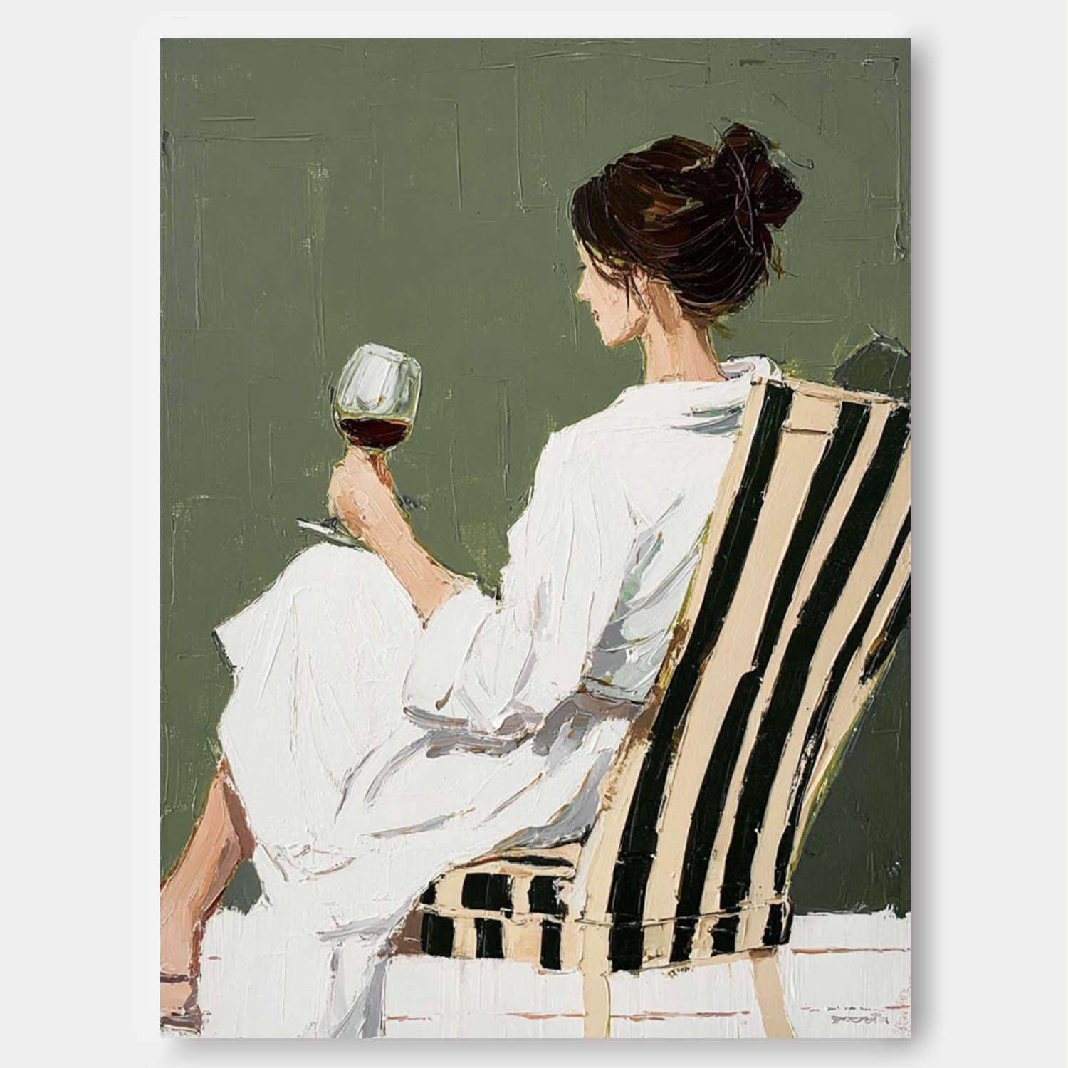 Abstract Lady Wearing A Bathrobe Oil Painting Canvas Figure Artwork Framed Original Elegant Woman Wall Art