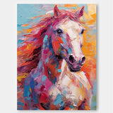 Vibrant Color Horse Oil Painting Modern Texture Animal Oil Painting Impressionist Horse Wall Art Living Room Decor