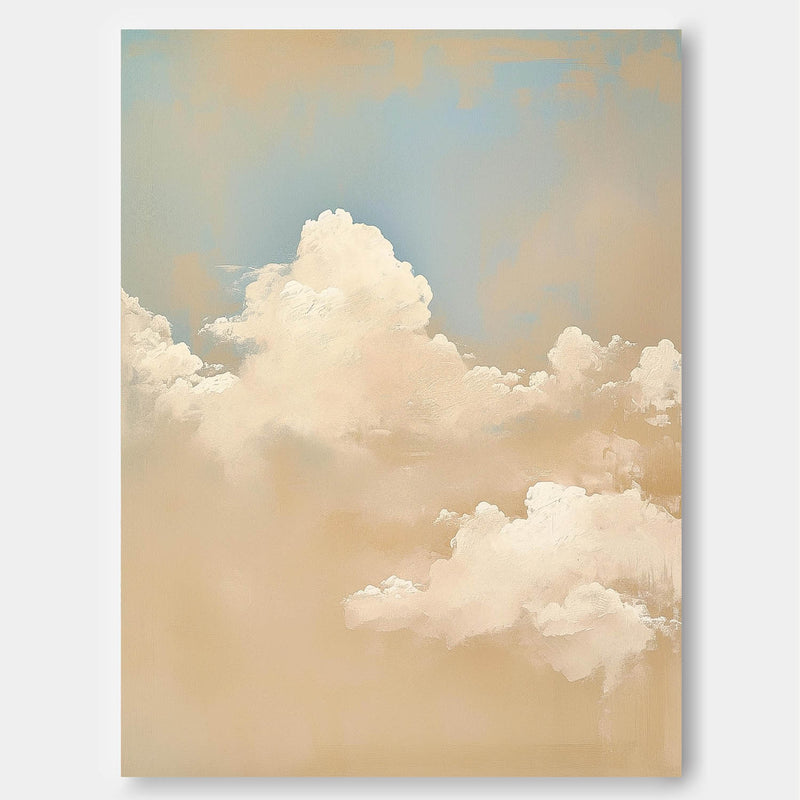 Abstract Cloud Oil Painting Warm Yellow Cloudiness Texture Large Cloud Painting On Canvas For Living Room