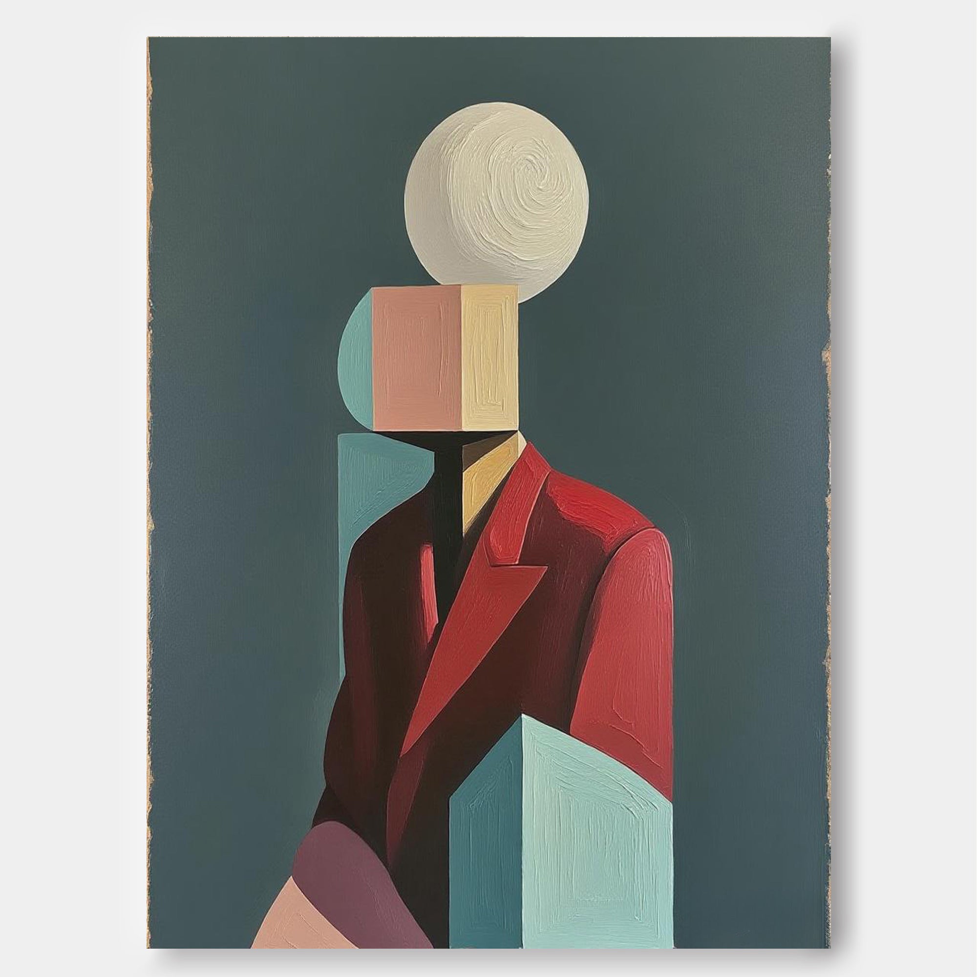 Textured Geometric Shapes People Painting Canvas Original Large Abstract Figure Wall Art Home Decor
