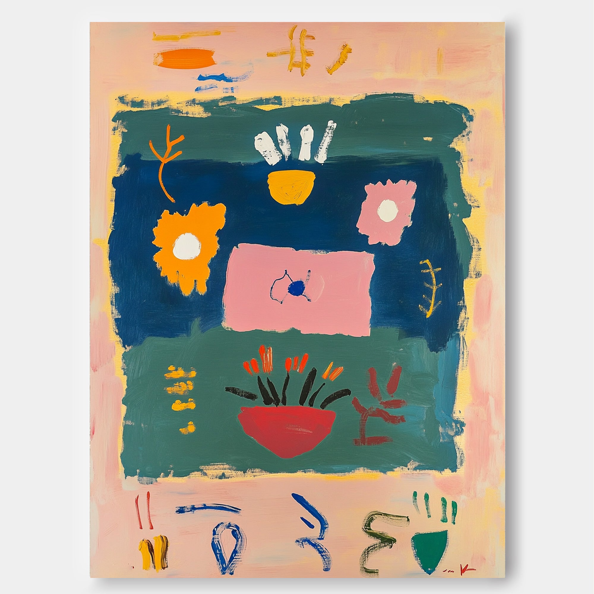 Abstract Large Wall Art Original Graffiti Symbol Eements Color Painting Texture Acrylic painting Fashion Art