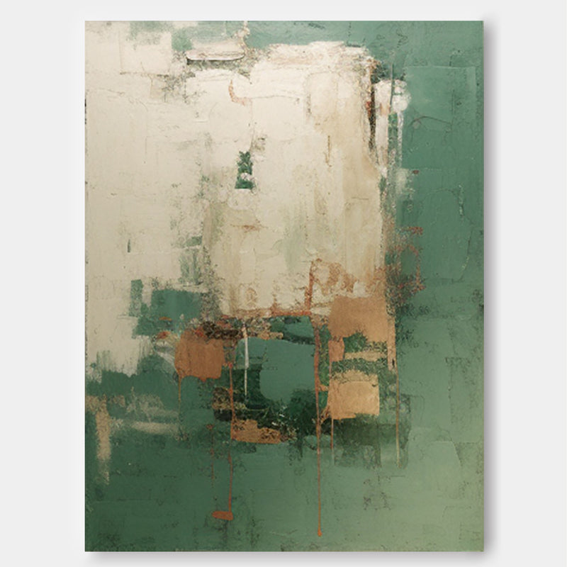 Large Original Painting Green Modern Texture Wall Art Warm Color Abstract Oil Painting On Canvas Home Decor