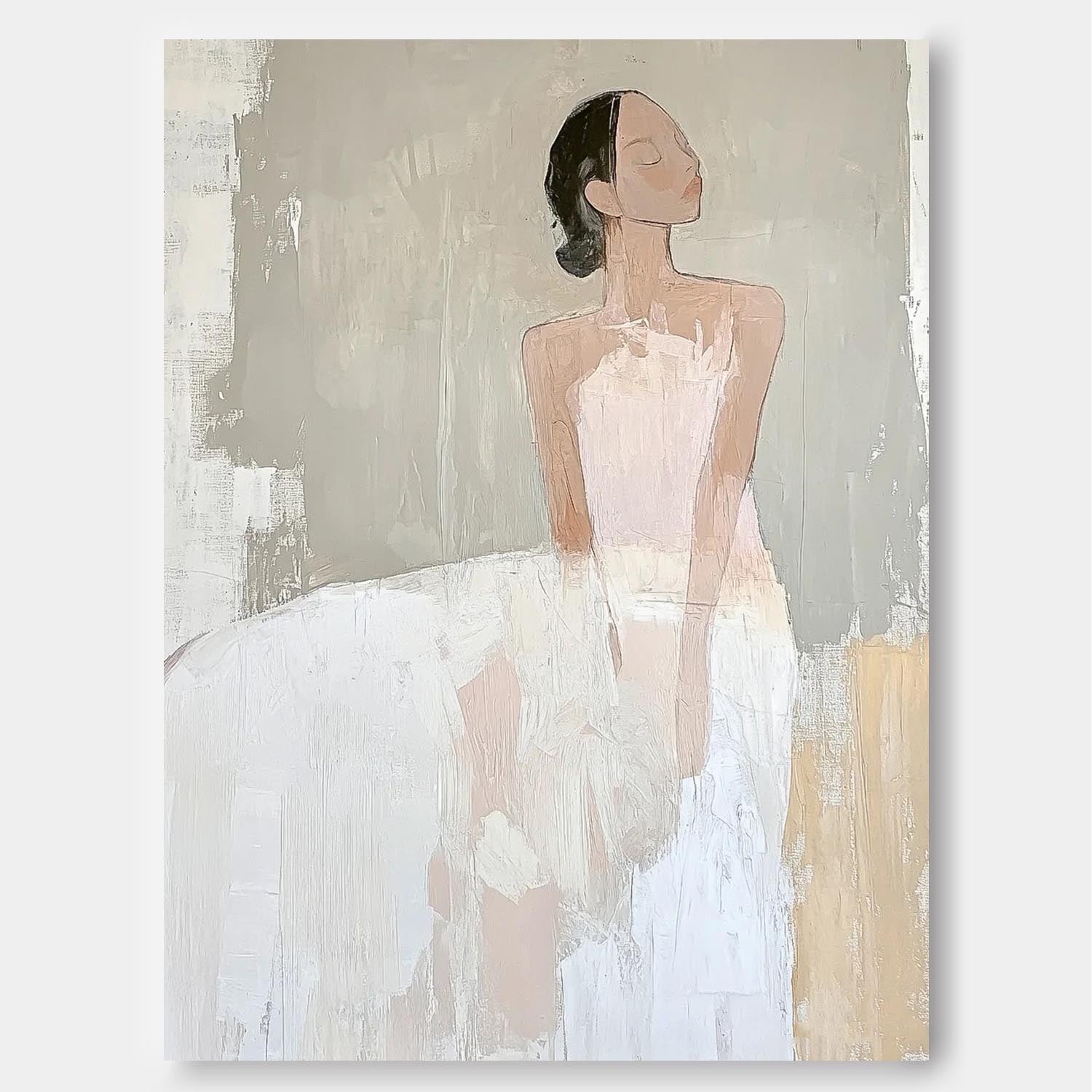 Large Figure Painting Original Elegant Woman Silhouettes Wall Art Minimalism Shadow Abstract Artwork Gift