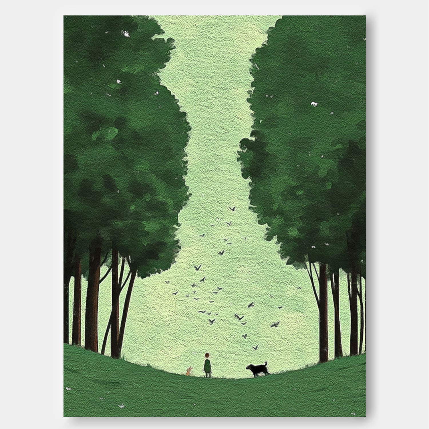 Abstract Comfortable Scenery Oil Painting Green Landscape Artwork Large Lawn scenery Painting On Canvas