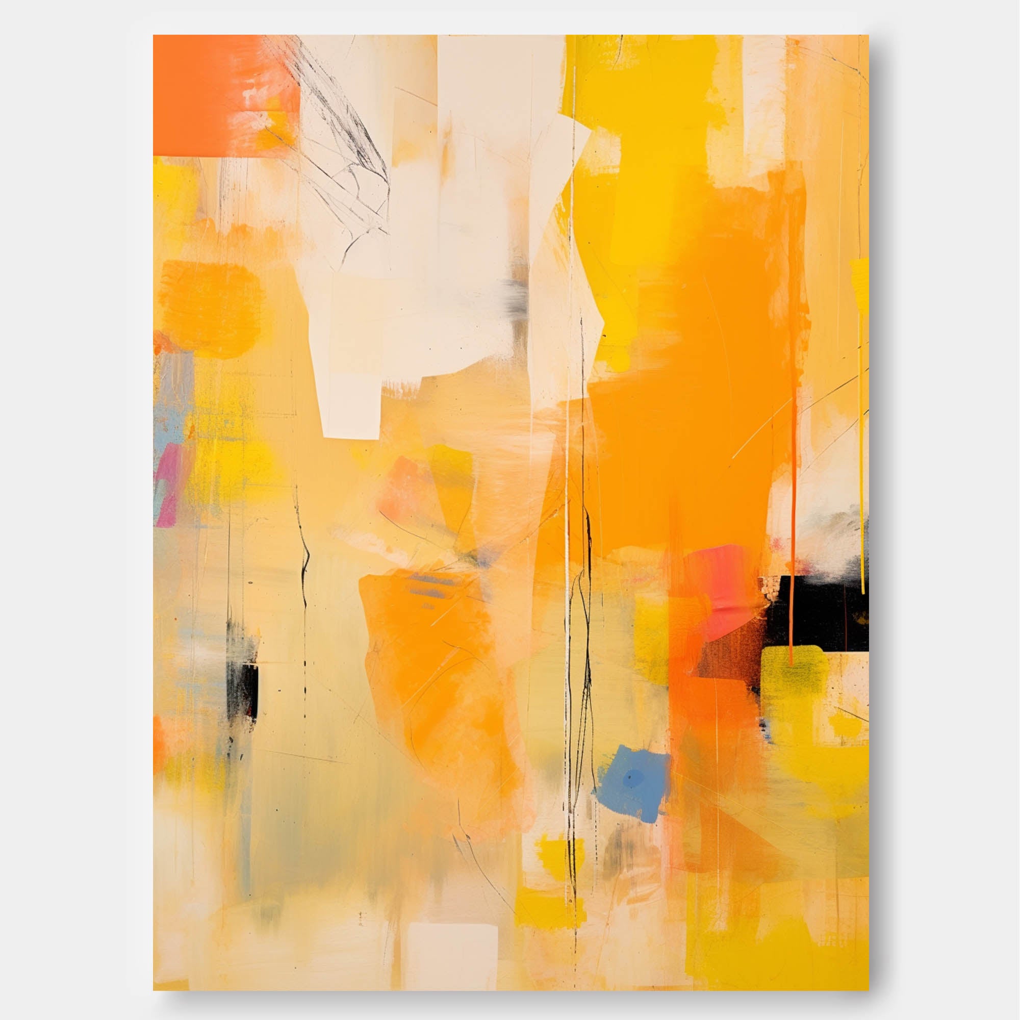 Modern Bright Yellow Acrylic Painting On Canvas Large Abstract Wall Art Original Oil Painting Living Room Decor