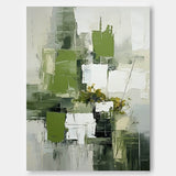 Large Modern Acrylic Painting On Canvas Green Texture Abstract Oil Painting Original Geometry Artwork