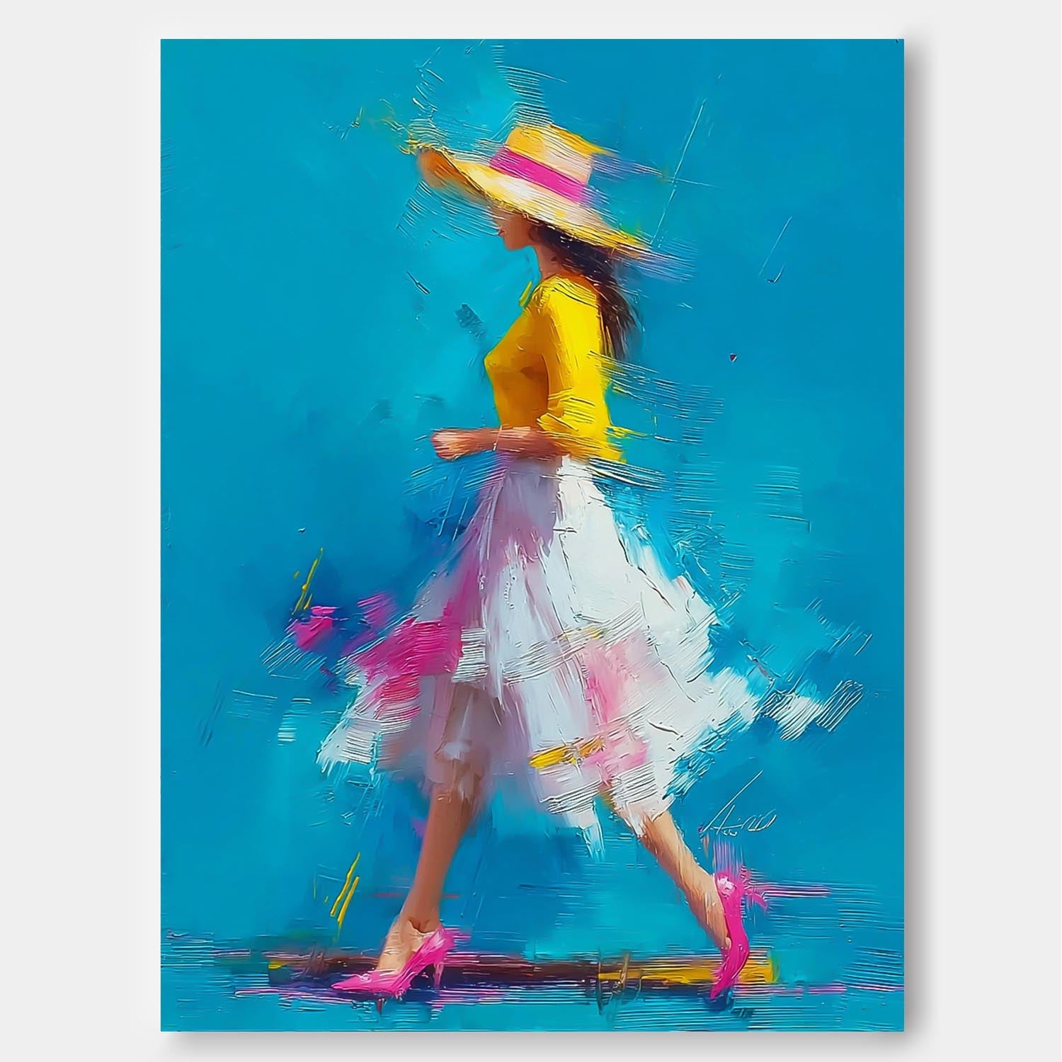 Modern Impressionist Wall Art Fashion Woman Canvas Painting Contemporary Figurative Abstract Art Home Decor