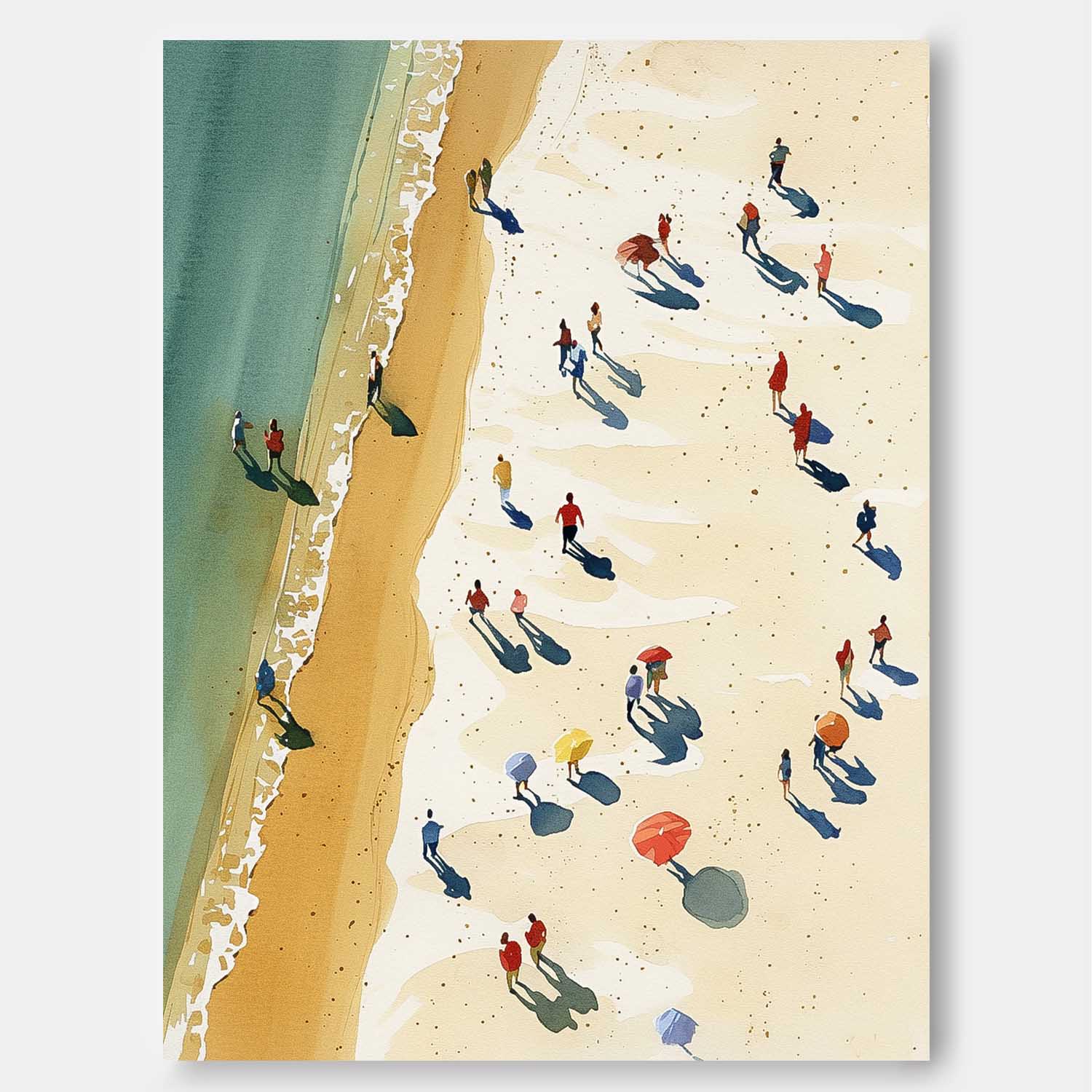 Impressionism Ocean Abstract Large Original Oil Painting On Canvas Modern People And Beach Wall Art Home Decor