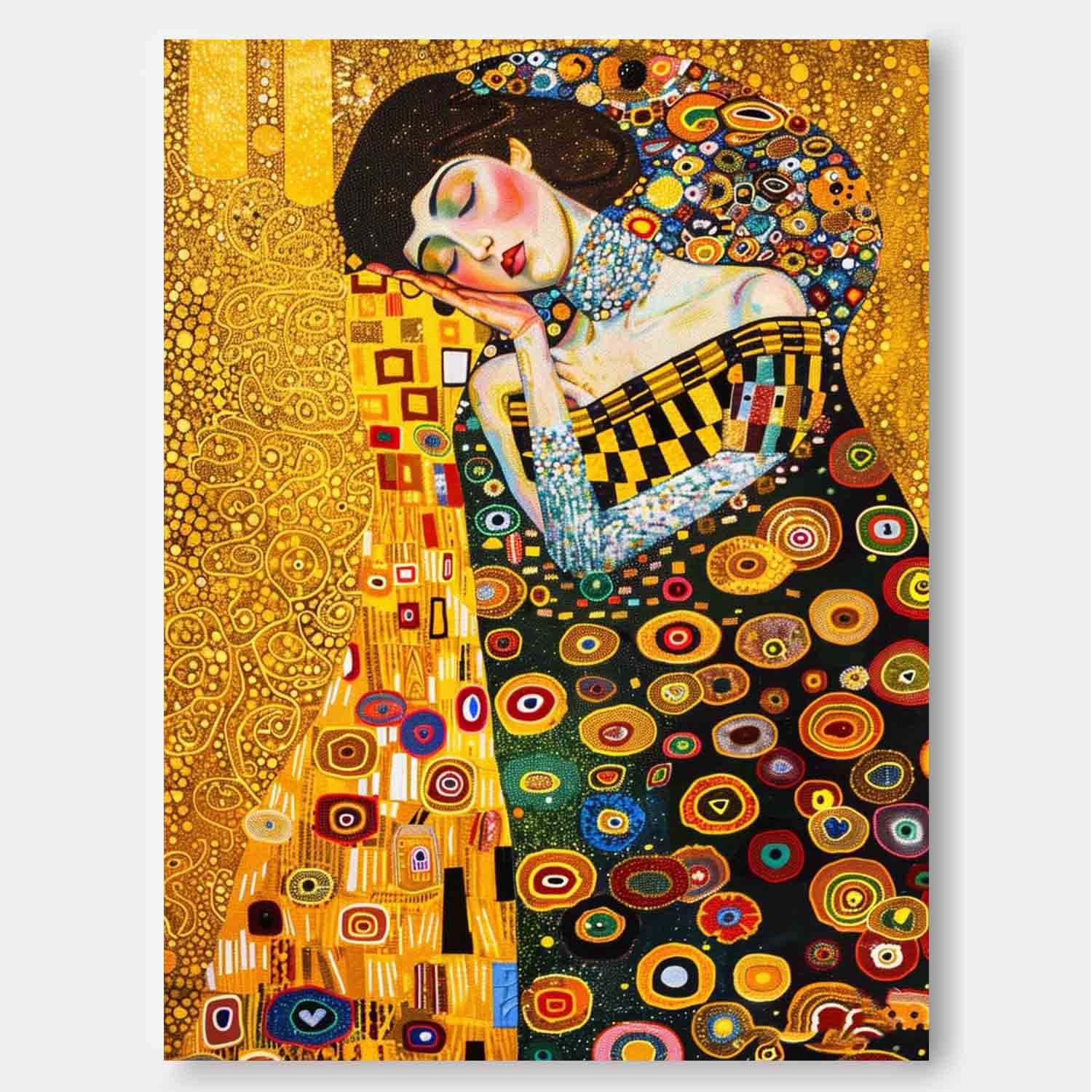 Exquisite Lady Colorful Abstract Artwork Large Figure Painting Original Gold Women Wall Art Gift