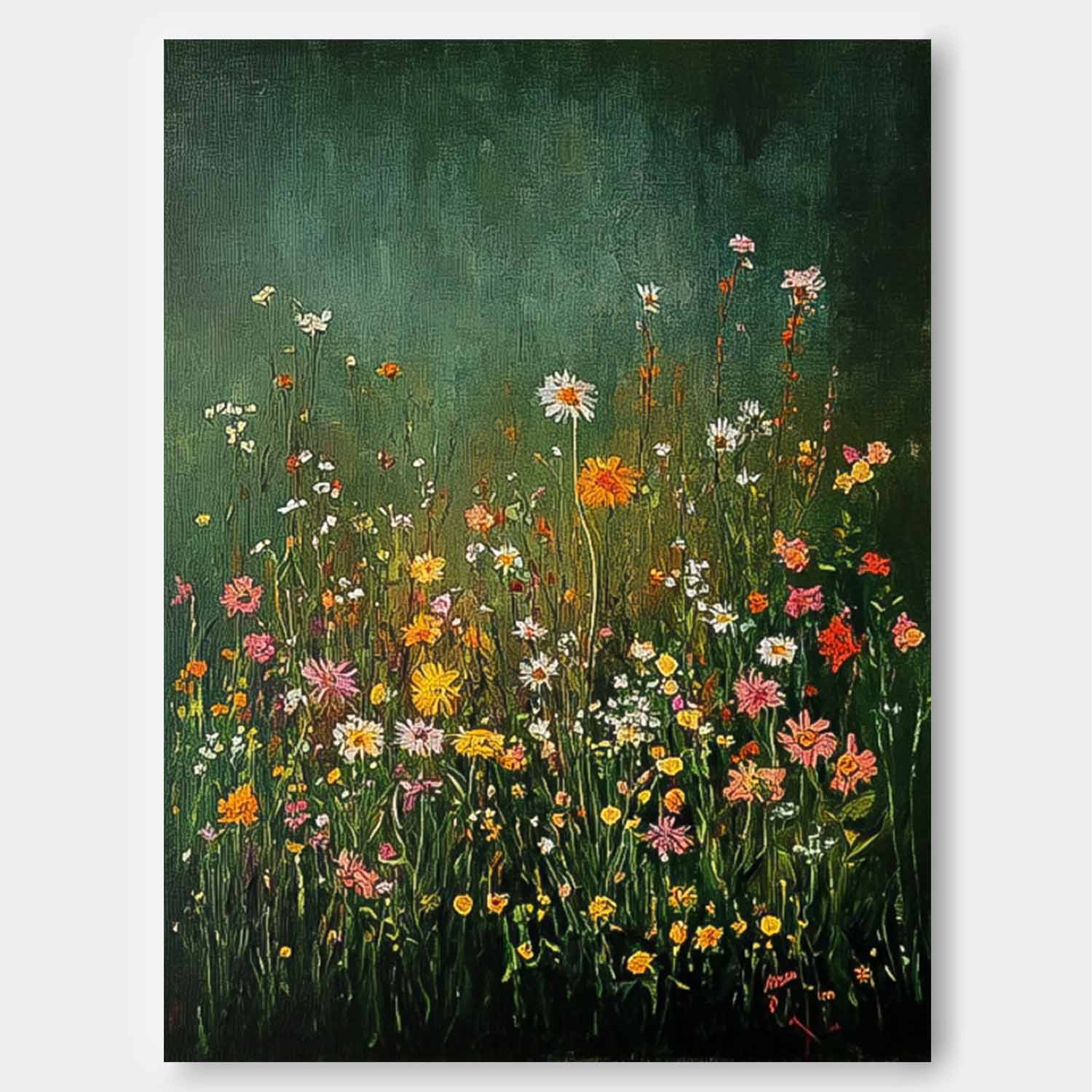 Beautiful colorful Flowers Artwork Big Original Texture Abstract Flower Oil Painting On Canvas Framed