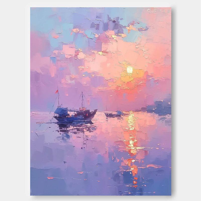 Abstract Sunset Scenery Wall Art Acrylic Painting Large Dreamy Colors Landscape Oil Painting On Canvas Home Decor