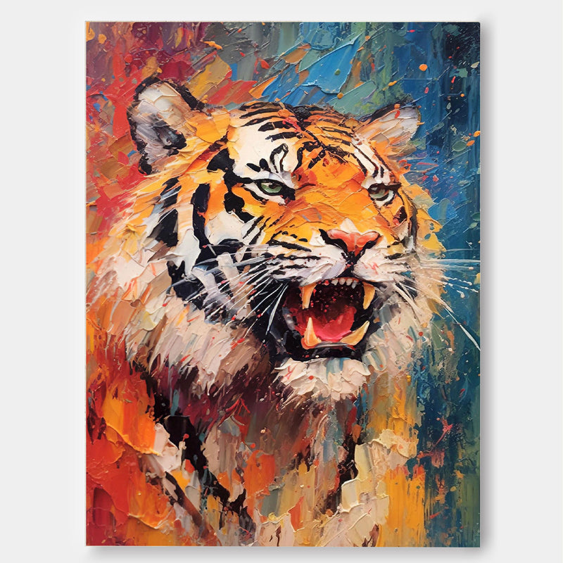 Textured Abstract Tiger Canvas Oil Painting Original Tiger Canvas Wall Art Modern Animal Artwork Living Room Office