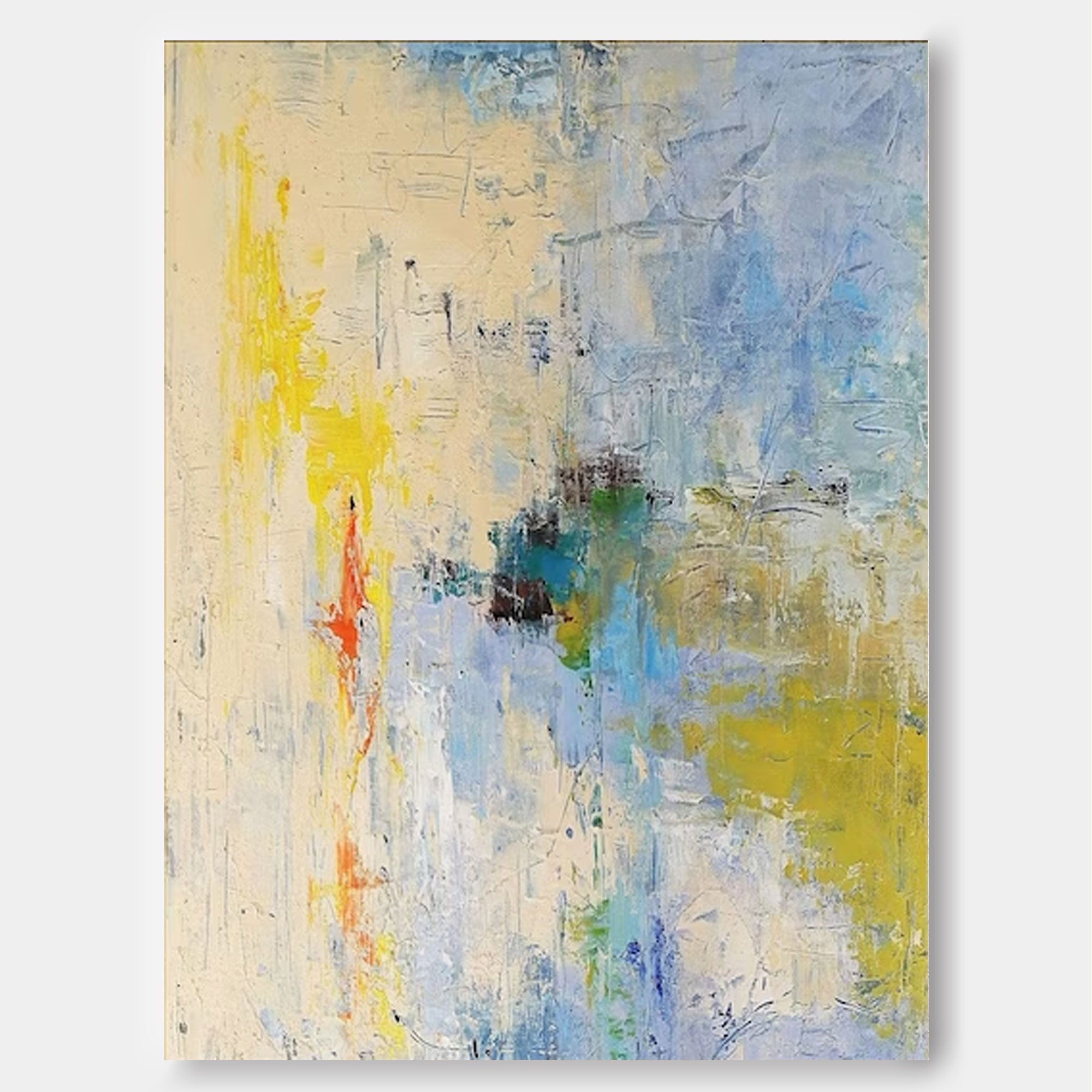 Original Yellow Abstract Oil Painting Large Beige Abstract Painting Modern Minimalist Abstract Painting Contemporary Wall Ar